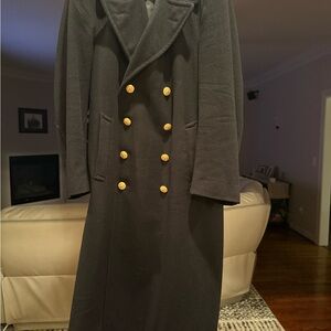 US Naval Officer Blue Double-Breasted Bridge Coat with Gold Buttons